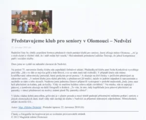 Představujeme klub pro seniory v Olomouci - Nedvězí