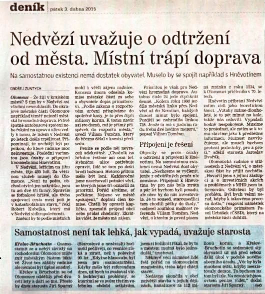 Nedvězí uvažuje o odtržení od města